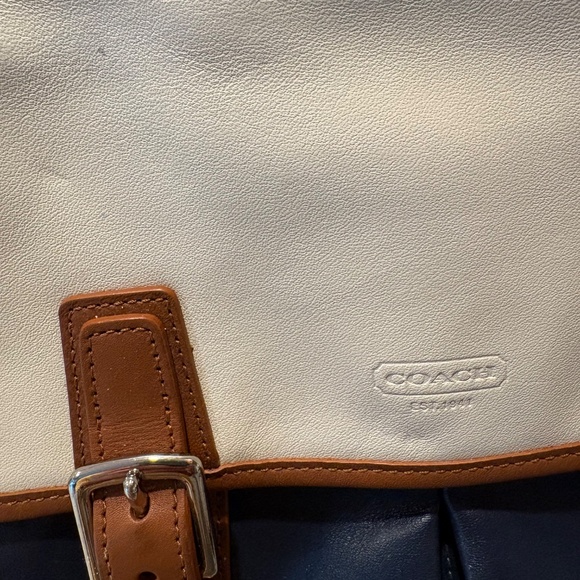 Coach Park Color-Block Leather Crossbody Purse Blue&White - Picture 14 of 14